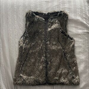 Banana Republic Faux Fur Vest in Black and Gray